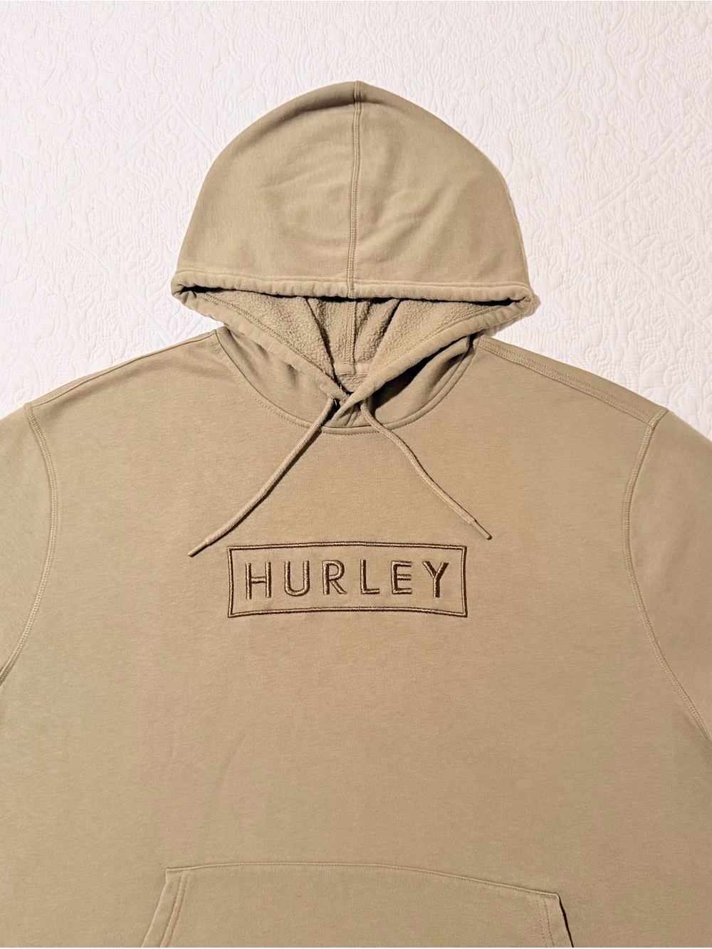 Hurley | Boxed Logo Fleece Pullover Hoodie | Khaki/Taupe | Size 2XLT